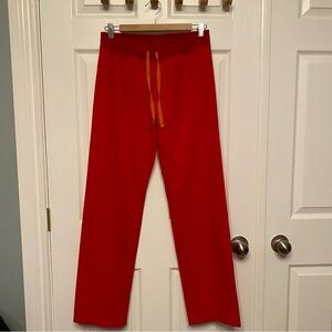 Figs Yoga Technical Collection Scrub Pants Straight Leg Flat Front Women XS Red